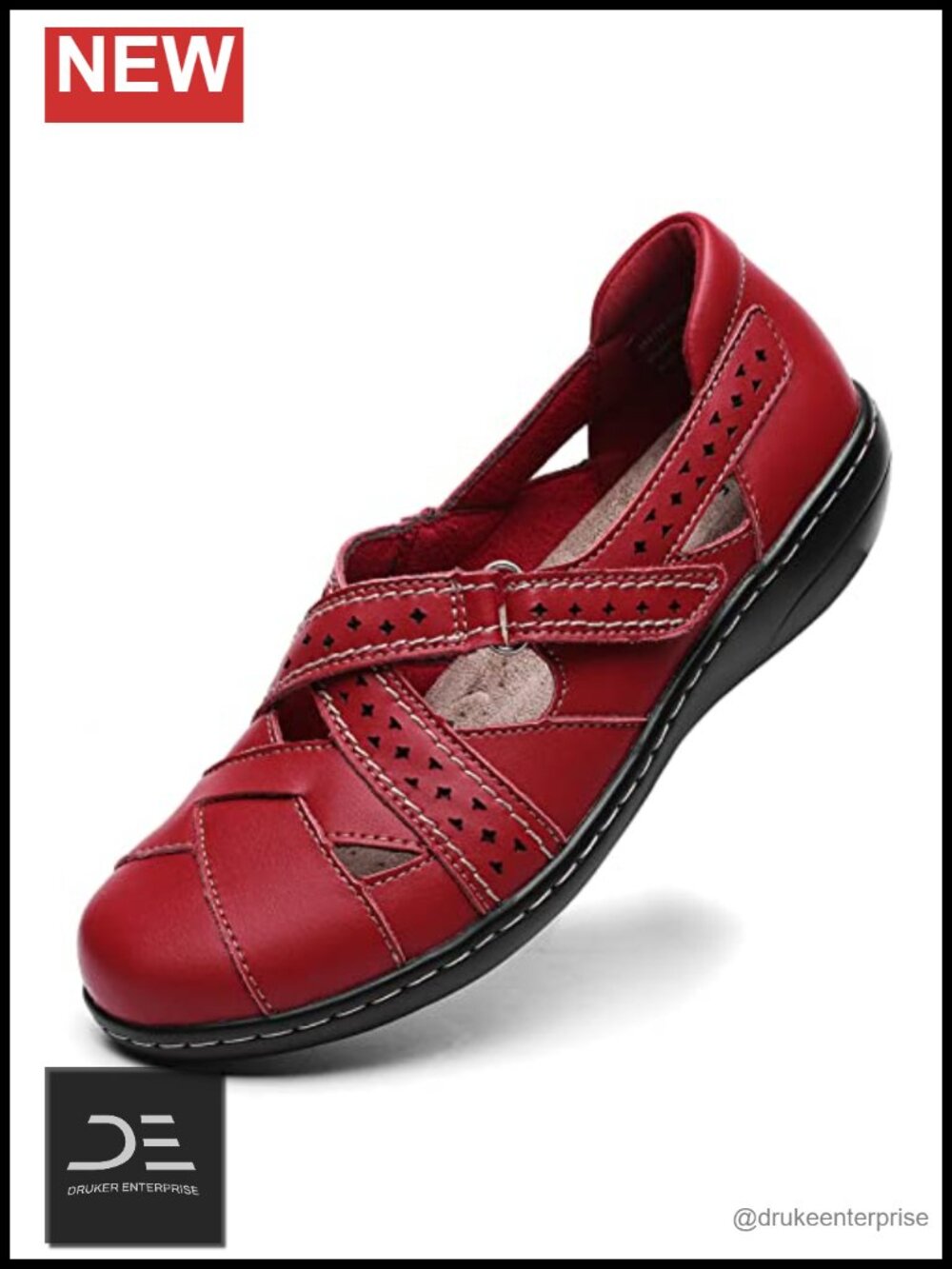 Genuine Leather Crisscross Strap Loafer Slip-On Walking Shoe
